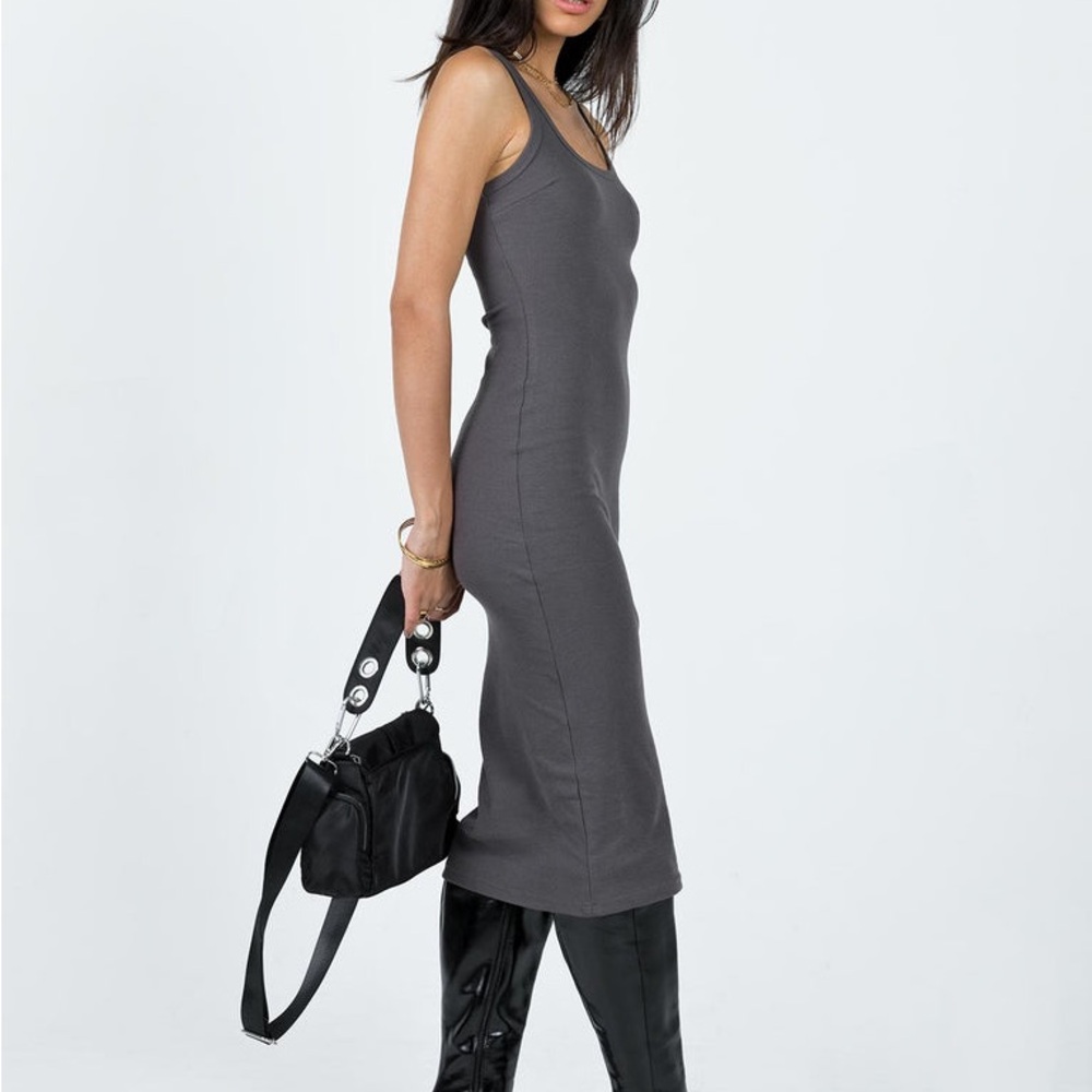 Princess Polly Gray Ribbed Bodycon Midi Dress - Picture 7 of 7